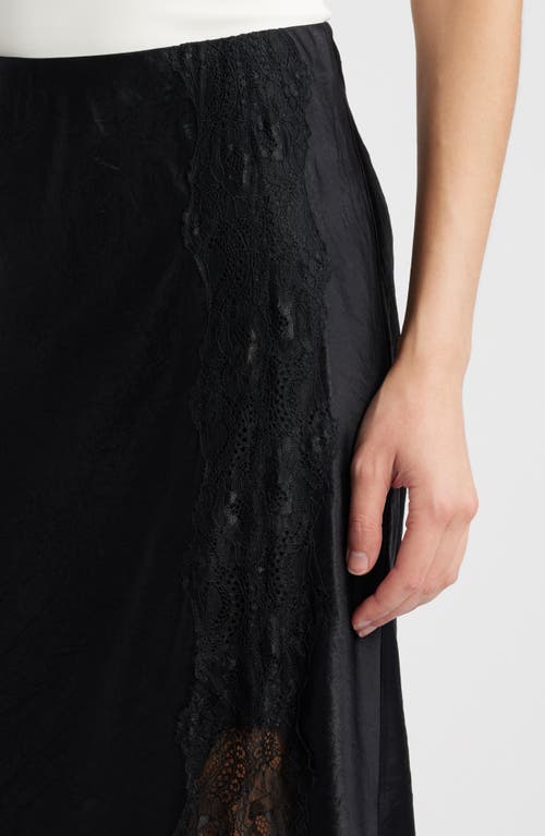 Rails Rylan Crinkle Satin Slip Skirt In Black Crinkle