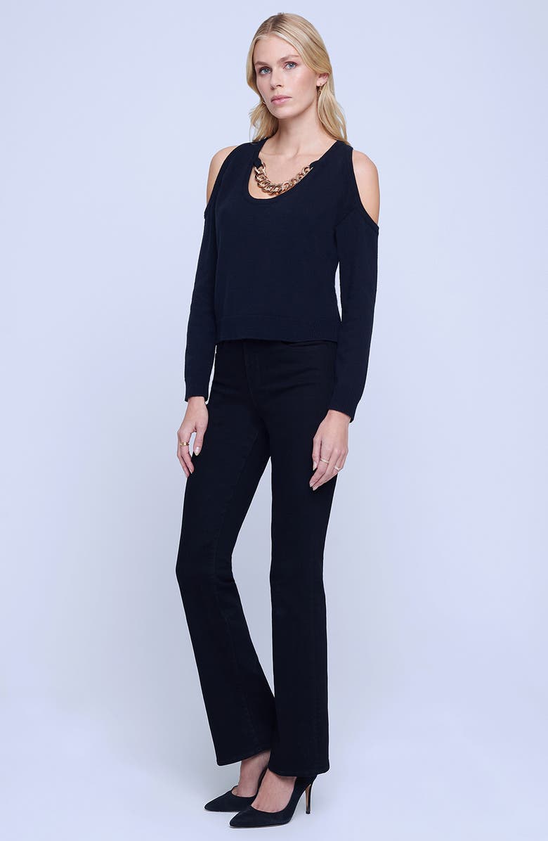 L'AGENCE Indy Chain Cold Shoulder Pullover, Alternate, color, Black