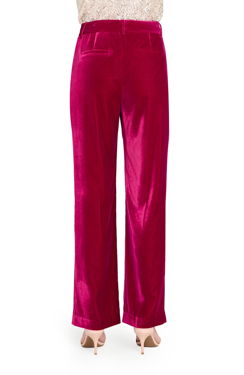 Tahari ASL Bird Eye Velvet Pants, Alternate, color, Magenta
