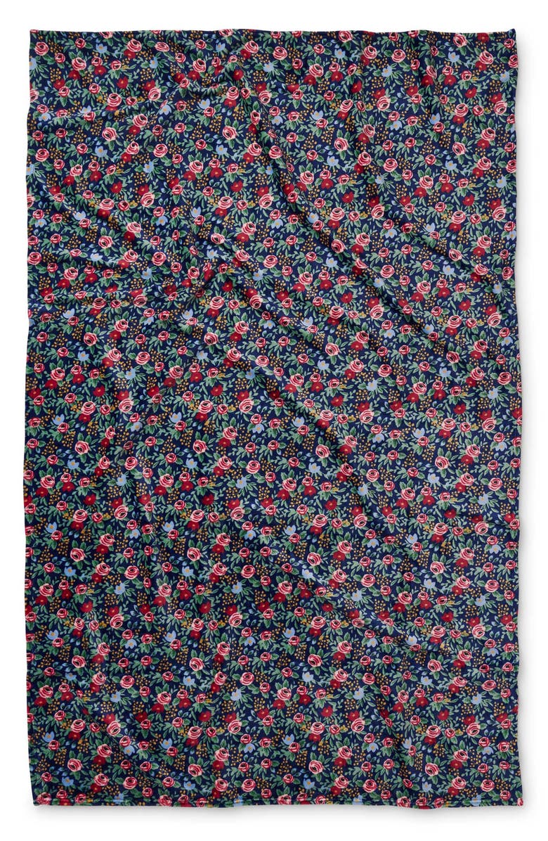 Rifle Paper Co. Rose Reversible Fleece Throw Blanket, Main, color, Rose