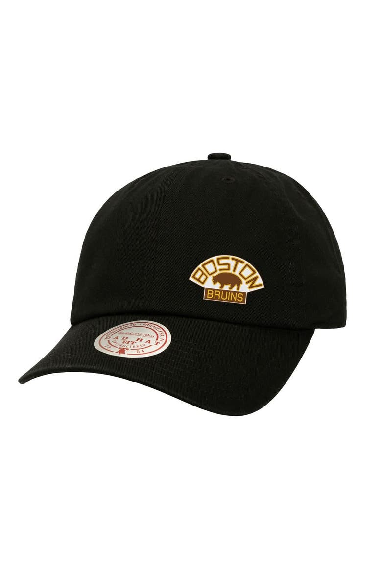 Women's Mitchell & Ness Black Boston Bruins Micro Lefty Adjustable Hat, Main, color, Black
