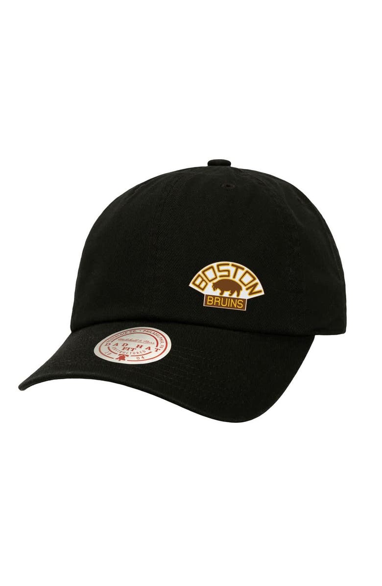 Mitchell & Ness Women's Mitchell & Ness Black Boston Bruins Micro Lefty Adjustable Hat, Main, color, Black