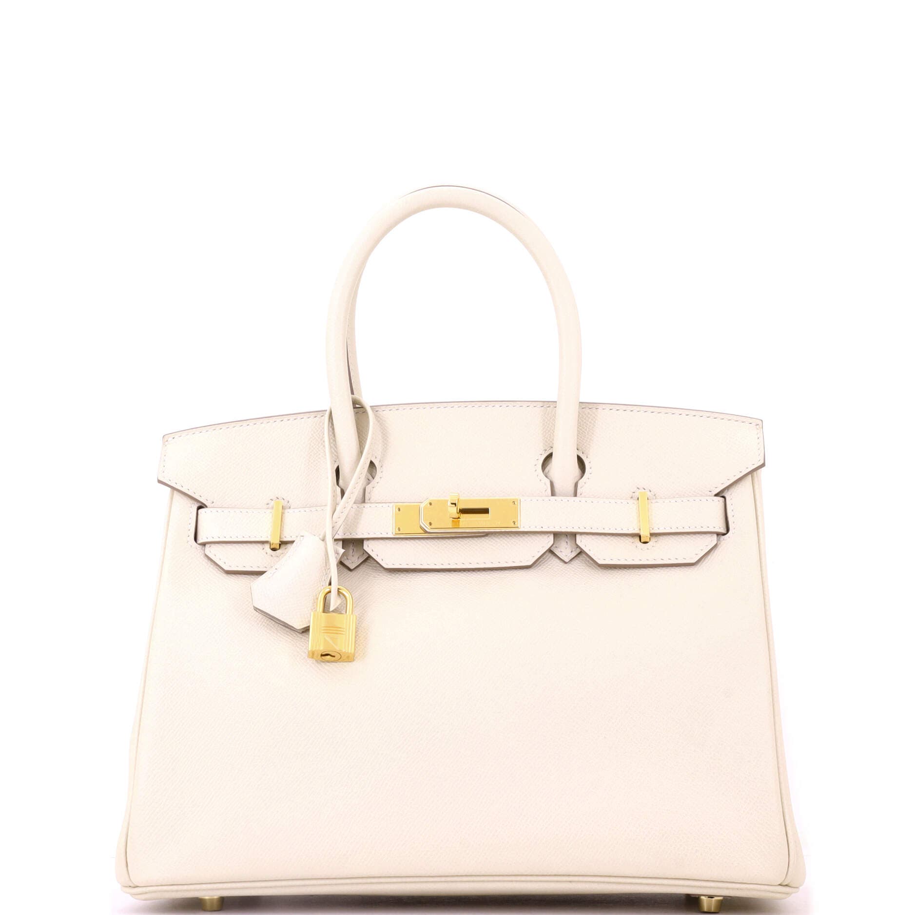 Birkin Handbag Light Epsom with Gold Hardware 30, Main, color, White