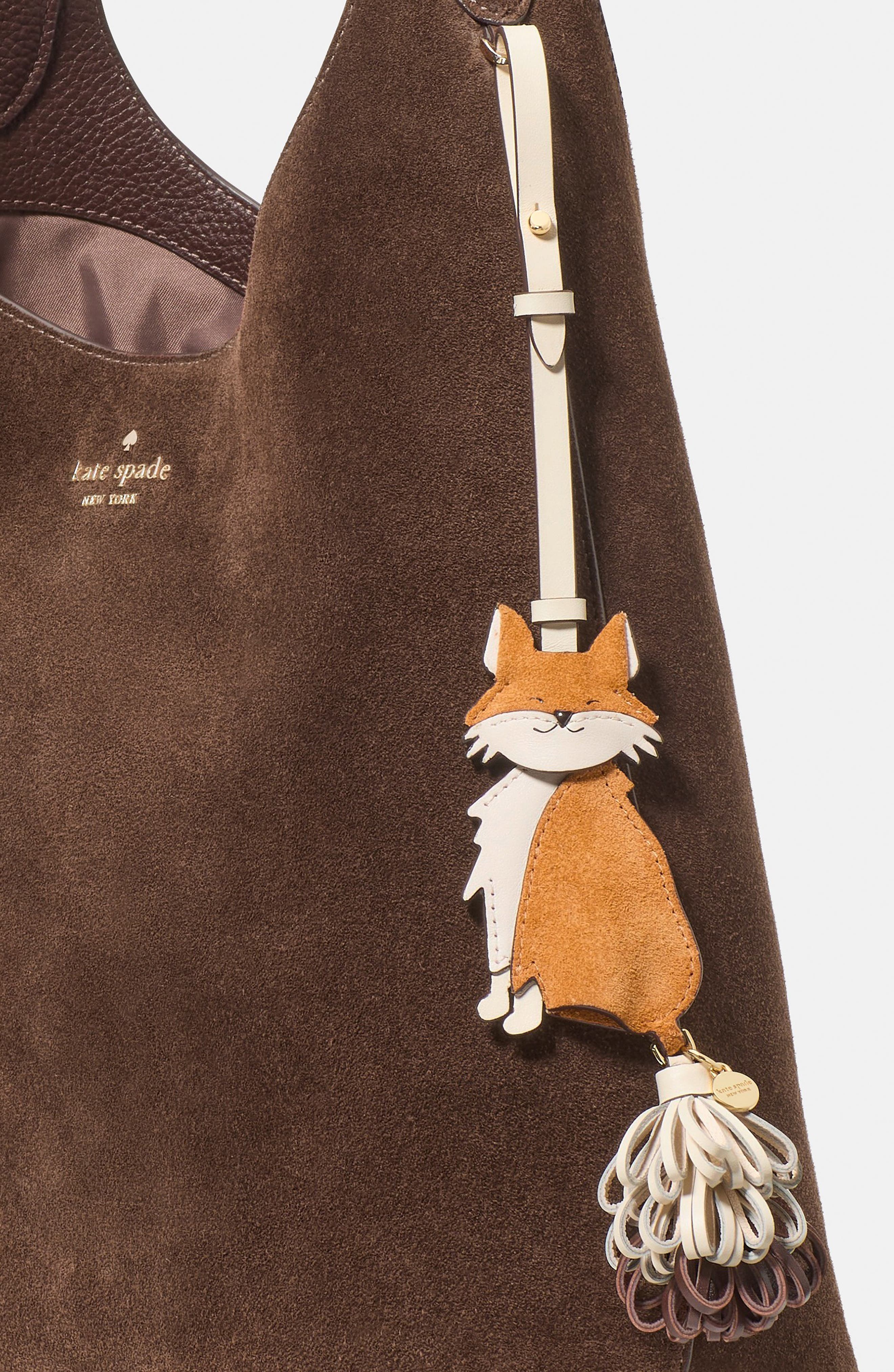 Kate Spade New York critters ginger fox bag charm, Alternate, color, Biscotti Multi