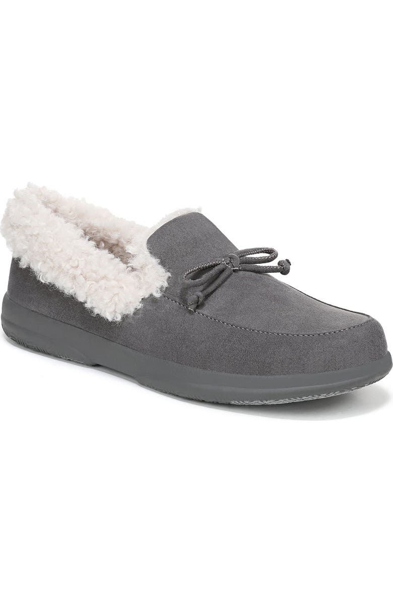 Vionic Claribel Faux Shearling Lined Slipper, Main, color, Steel Grey