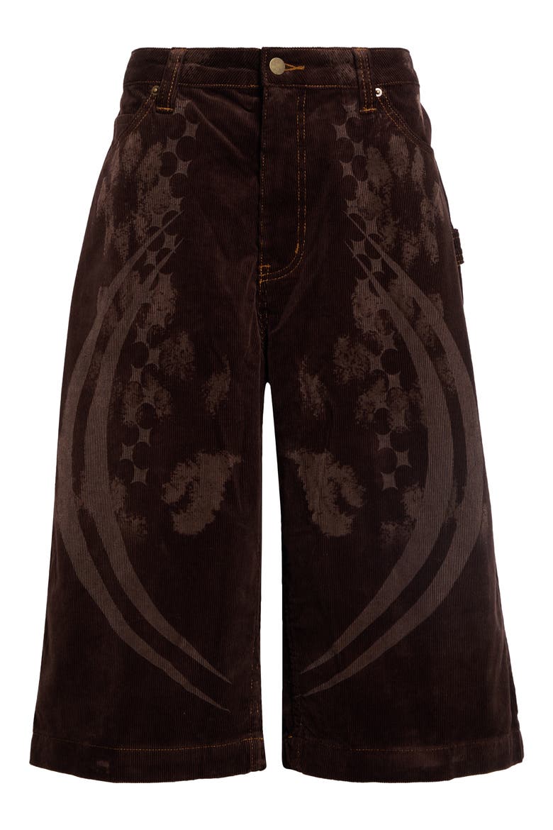 Baggy Corduroy Bermuda Shorts, Main, color, BROWN