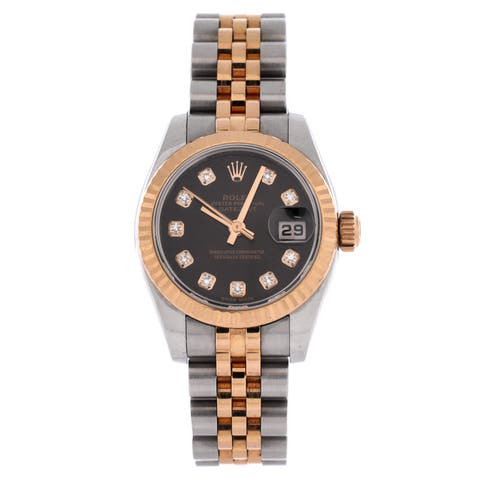 Oyster Perpetual Datejust Automatic Watch Stainless Steel and Rose Gold with Diamond Markers 26