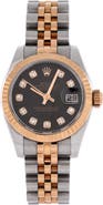 Pre-Owned Rolex Oyster Perpetual Datejust Automatic Watch Stainless Steel and Rose Gold with Diamond Markers 26