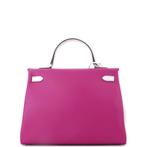 Pre-owned Hermes  Hermes Kelly Handbag Bicolor Evercolor With Brushed Palladium Hardware 35