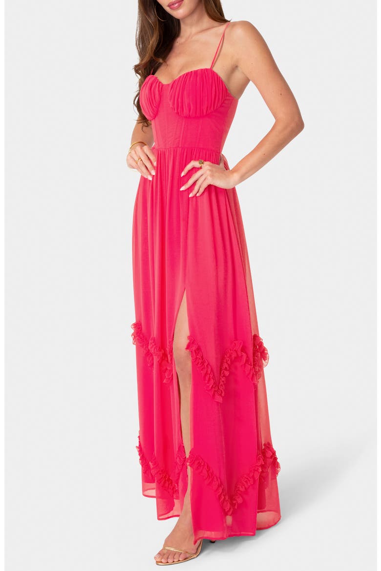 Soft Ruffle Corset Maxi Dress, Alternate, color, FUCHSIA