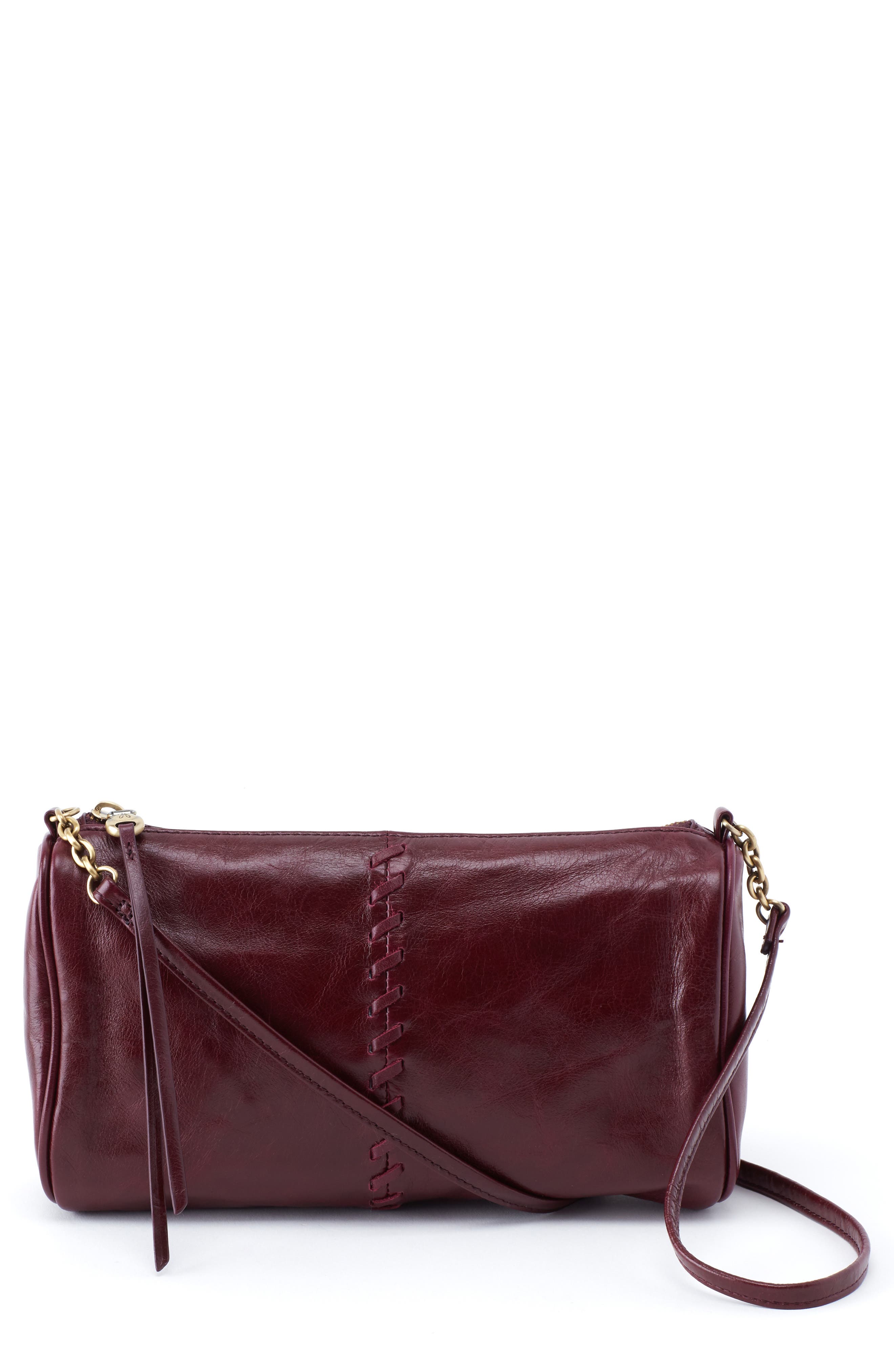 Topaz Leather Crossbody Bag, Main, color, DEEP PLUM