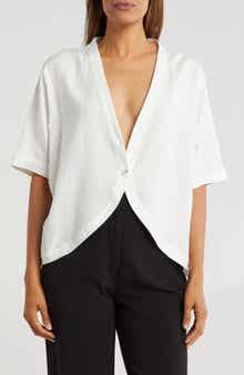 PATRIZIA LUCA Single Button Short Sleeve Cardigan