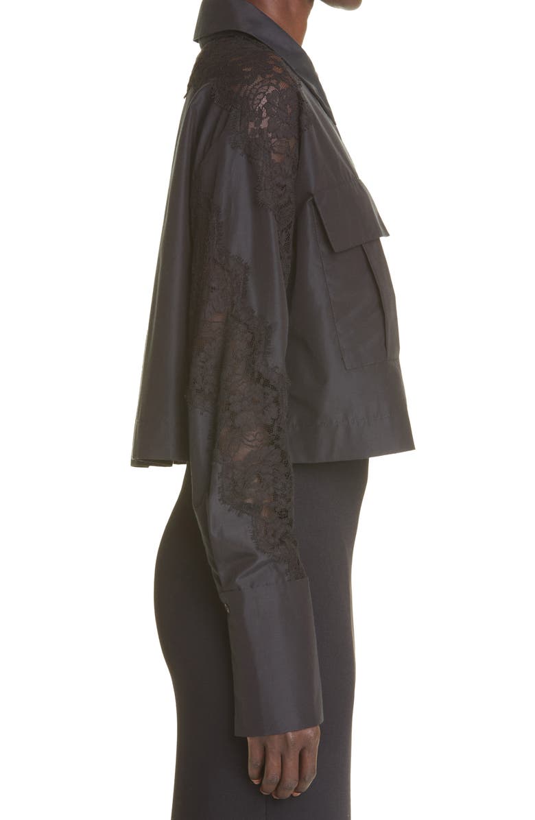 ST. JOHN Collection Lace Trim Cotton & Silk Faille Jacket, Alternate, color, 