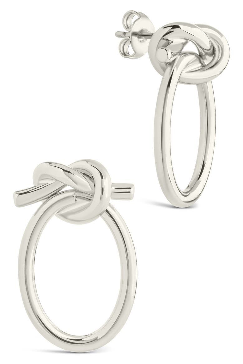 April Knotted Hoop Earrings, Main, color, SILVER