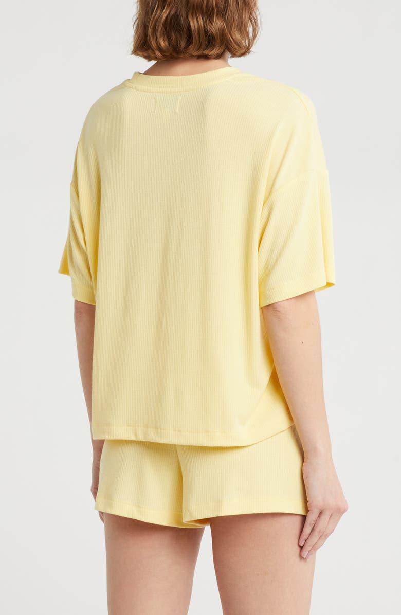 DKNY Logo Ribbed T-Shirt & Boxer Shorts Pajamas, Alternate, color, Yellow