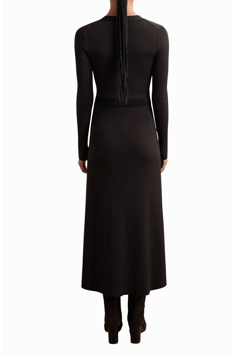 Laura Rib Long Sleeve Midi Sweater Dress, Alternate, color, CHOCOLATE BROWN