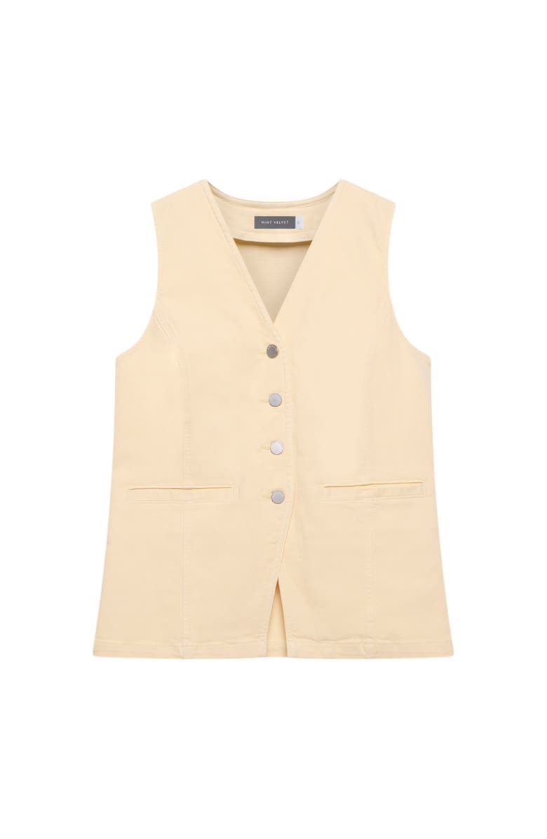 MINT VELVET Denim V Neck Waistcoat, Alternate, color, Yellow