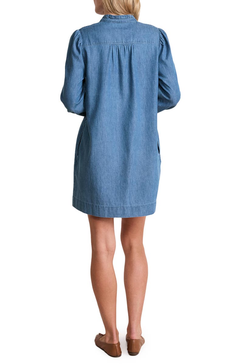 vineyard vines Popover Long Sleeve Chambray Dress, Alternate, color, Morning Mist