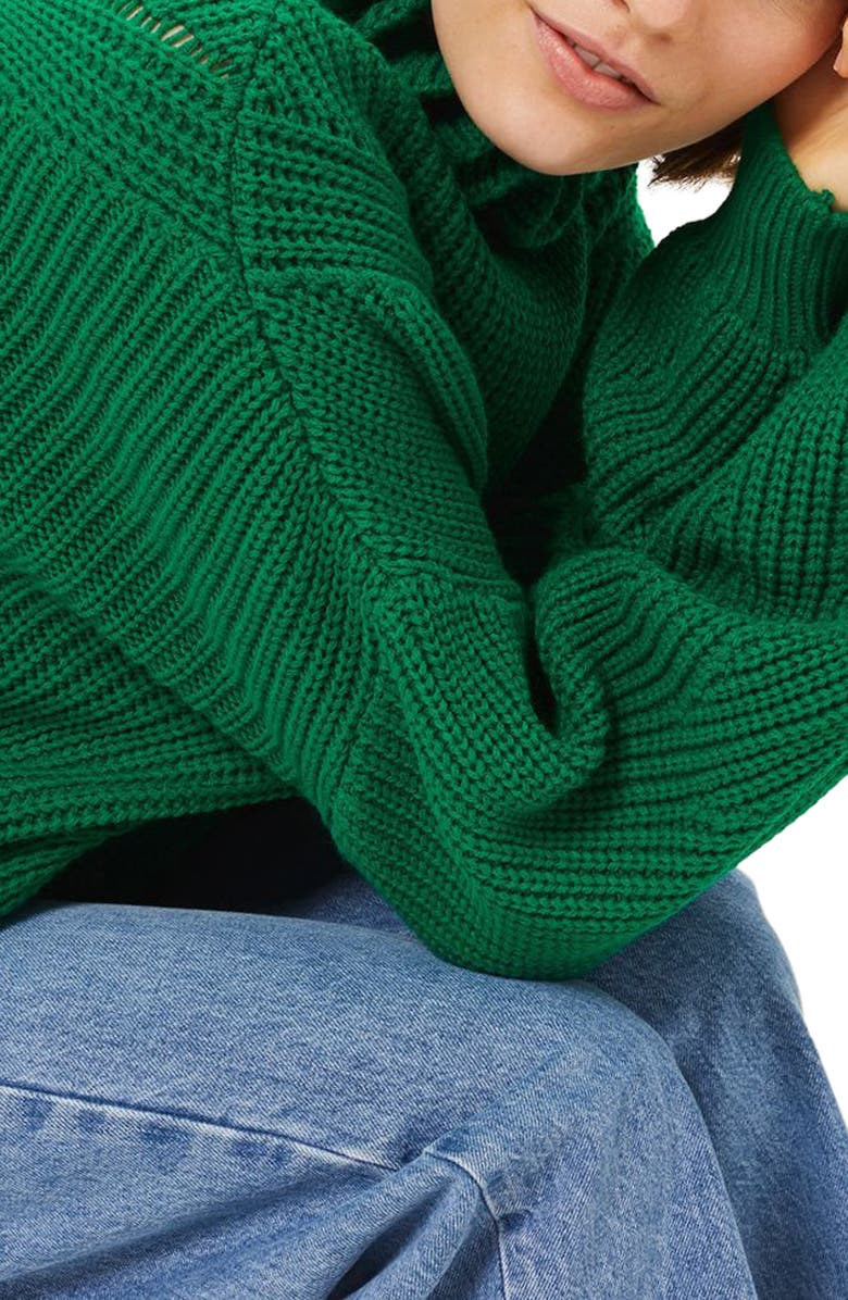 Topshop Frill Neck Sweater, Alternate, color, 