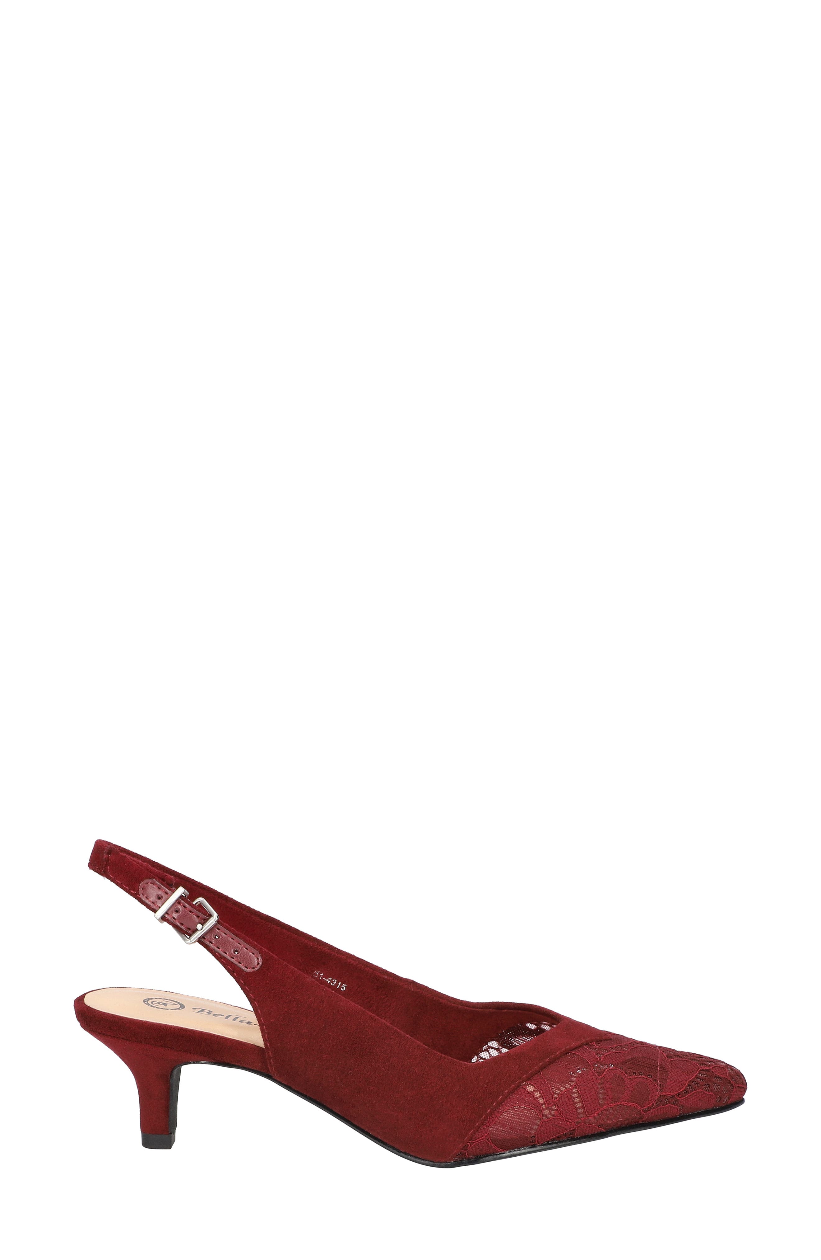 Bella Vita Marquette Slingback Kitten Heel Pump, Alternate, color, Burgundy Suede