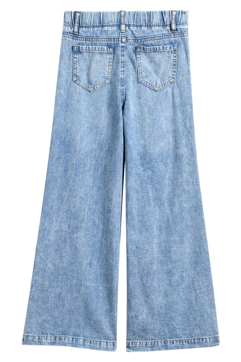 Kids' Mixed Media Track Stripe Wide Leg Jeans, Alternate, color, PINK INDIGO
