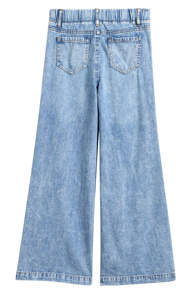 Tractr Kids' Mixed Media Track Stripe Wide Leg Jeans, Alternate, color, Pink Indigo