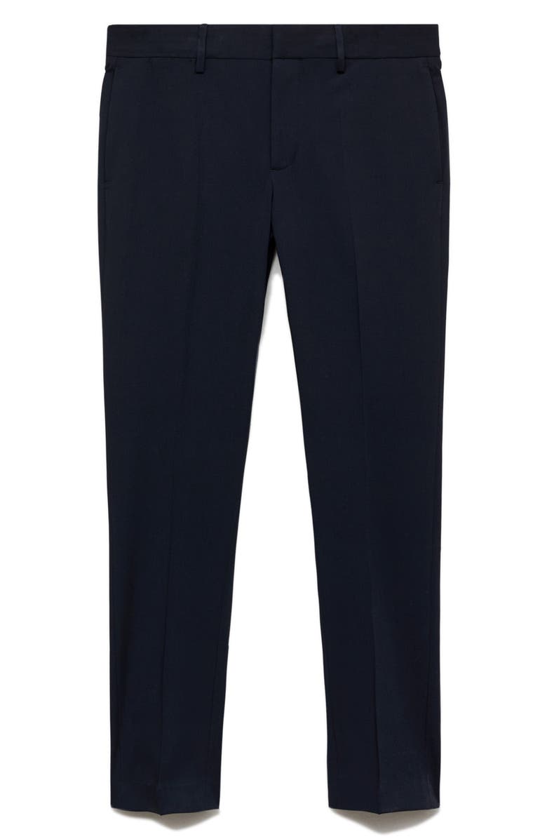 MANGO Superslim Fit Dark Navy Flat Front Stretch Dress Pants, Alternate, color, Dark Navy