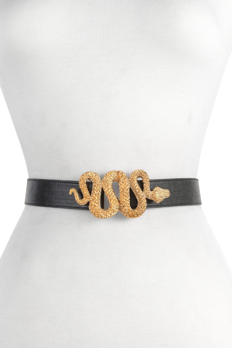 Venom Snake Buckle Belt, Main, color, BLACK