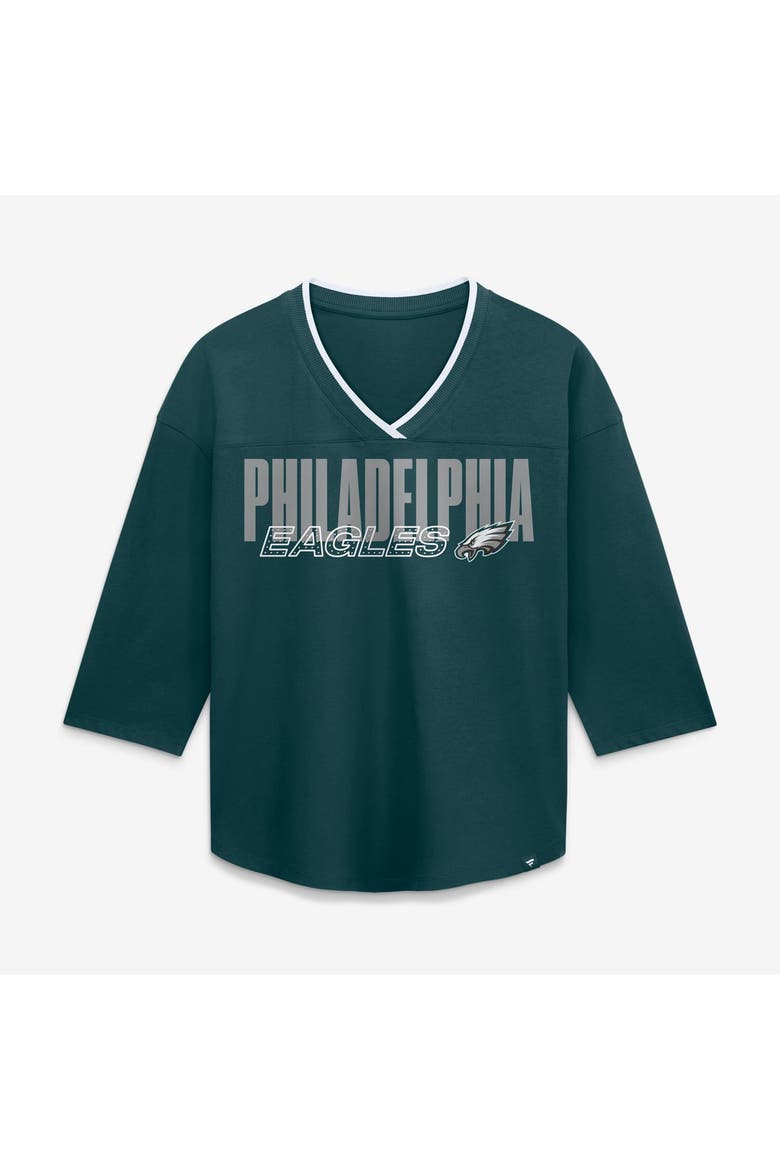Women's Fanatics  Green Philadelphia Eagles Team First Deceptive Juke 3/4-Sleeve V-Neck T-Shirt, Main, color, Green