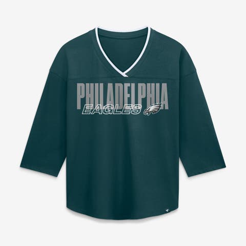 Women's Fanatics  Green Philadelphia Eagles Team First Deceptive Juke 3/4-Sleeve V-Neck T-Shirt
