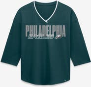 FANATICS Women's Fanatics Green Philadelphia Eagles Team First Deceptive Juke 3/4-Sleeve V-Neck T-Shirt