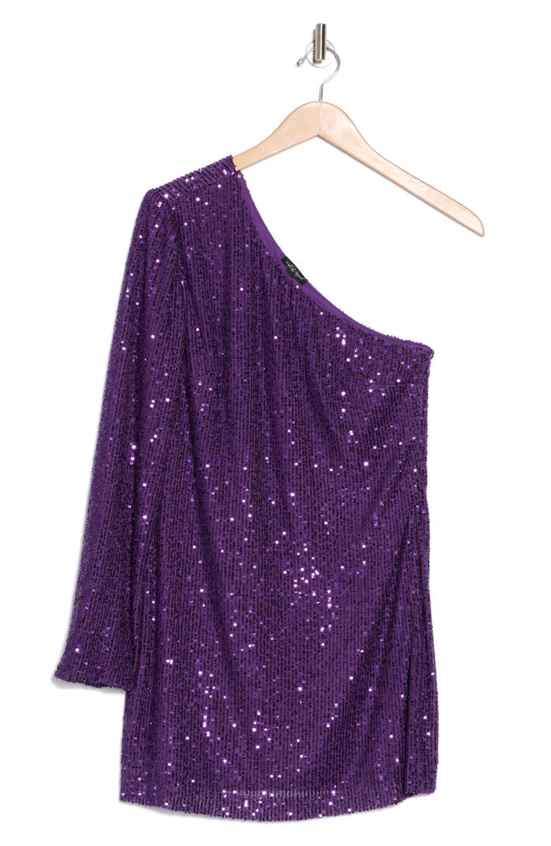WISHLIST Sequin One-Shoulder Minidress, Alternate, color, Purple