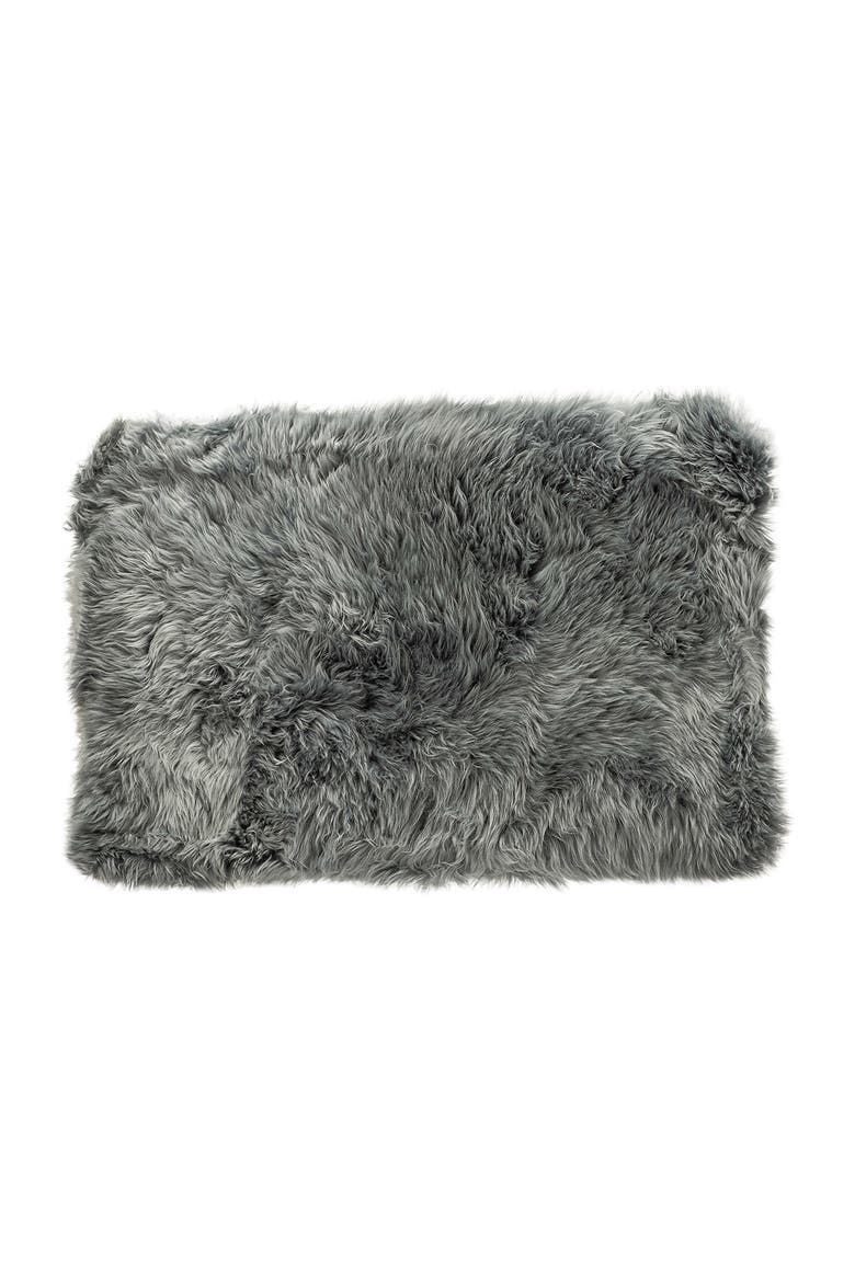 New Zealand Rectangular Sheepskin Throw, Main, color, GREY