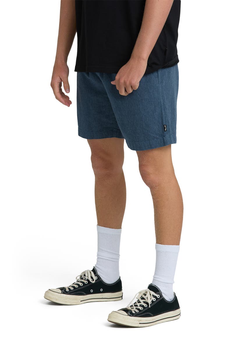 San 'O Layback Cotton & Linen Shorts, Alternate, color, BLUE HEATHER