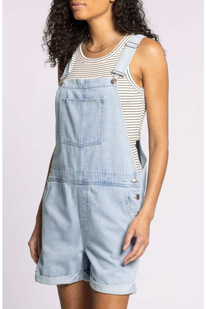 Connor Short Denim Overalls, Alternate, color, ISLA WASH