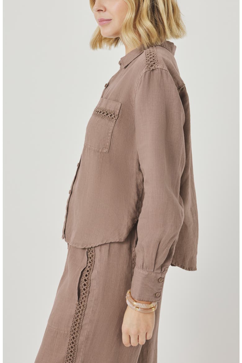 Stella Linen Button Down Shirt, Alternate, color, WICKER BEIGE