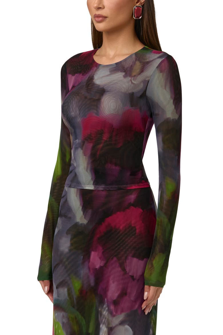 Mesh Print Long Sleeve Top, Alternate, color, BAROQUE BLOOM
