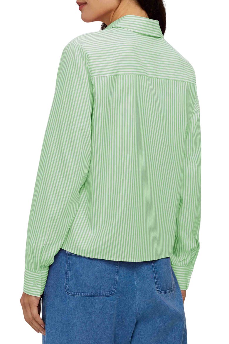 Jodie Stripe Cotton Button-Up Shirt, Alternate, color, MOJITO GREEN/ WHITE
