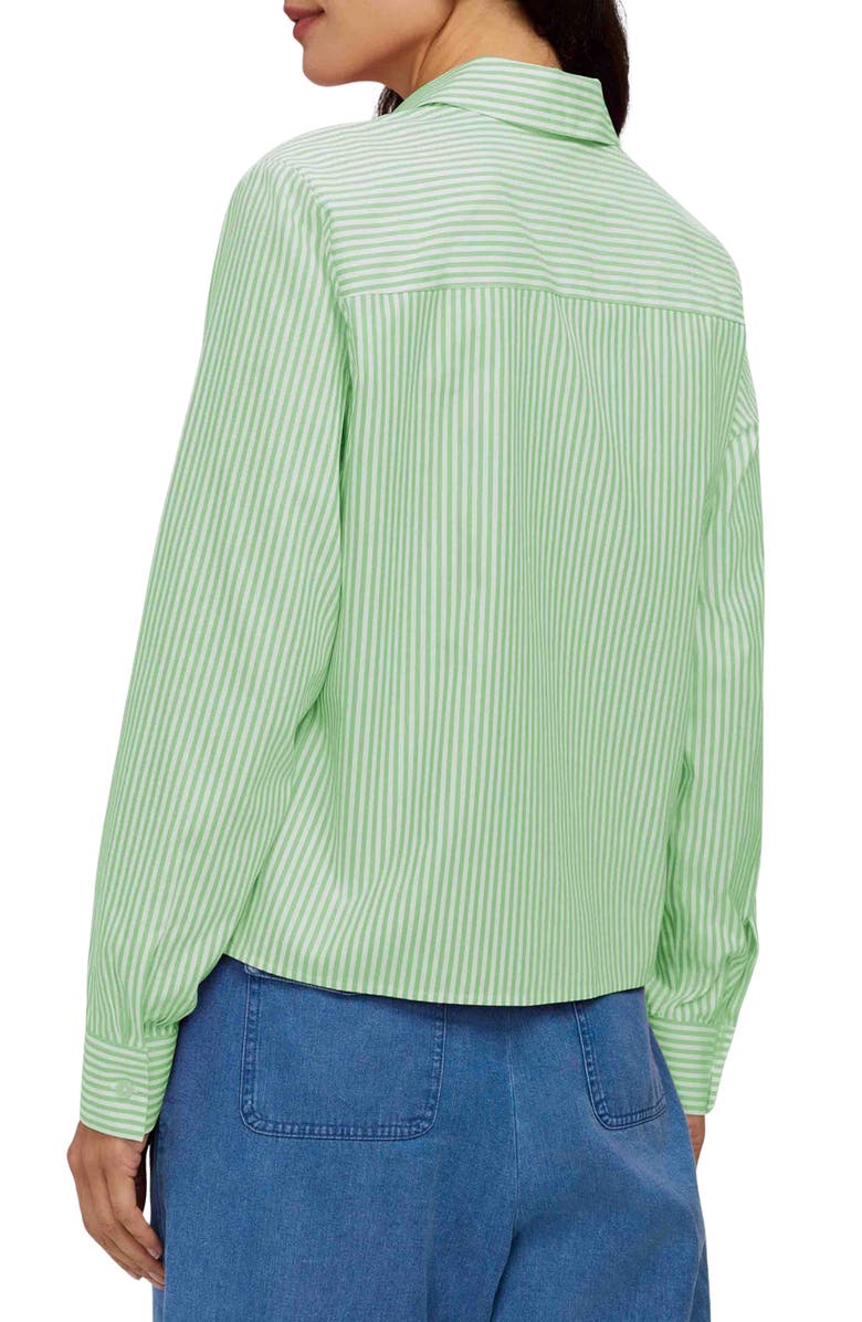 Foxcroft Jodie Stripe Cotton Button-Up Shirt, Alternate, color, Mojito Green/ White
