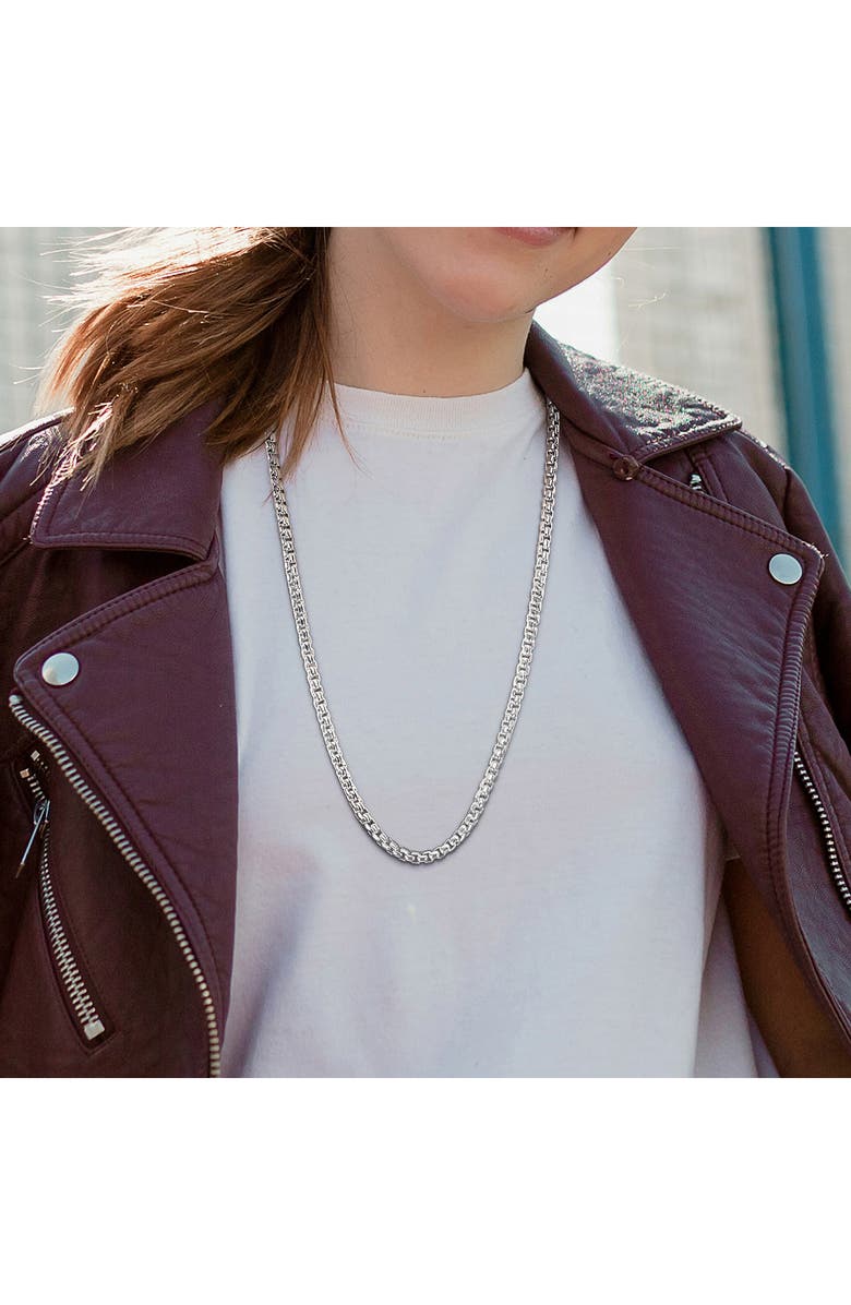 DELMAR Sterling Silver Box Link Chain Necklace, Alternate, color, Silver