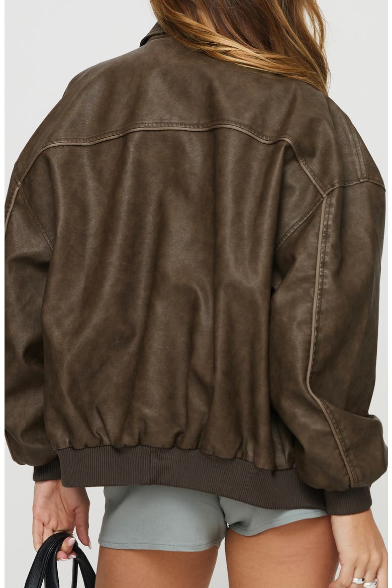 Goldsmith Water Repellent Faux Leather Jacket, Alternate, color, WASHED DARK BROWN