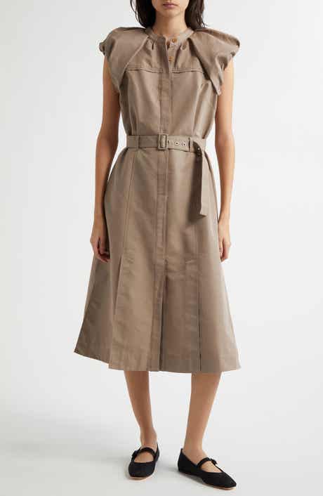 Cloud Sleeve Belted Midi Shirtdress