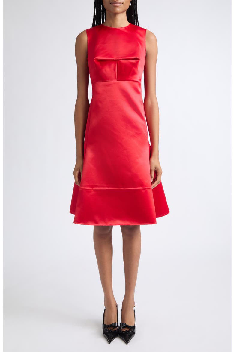 Domaya Technical Satin Midi Dress, Main, color, RED