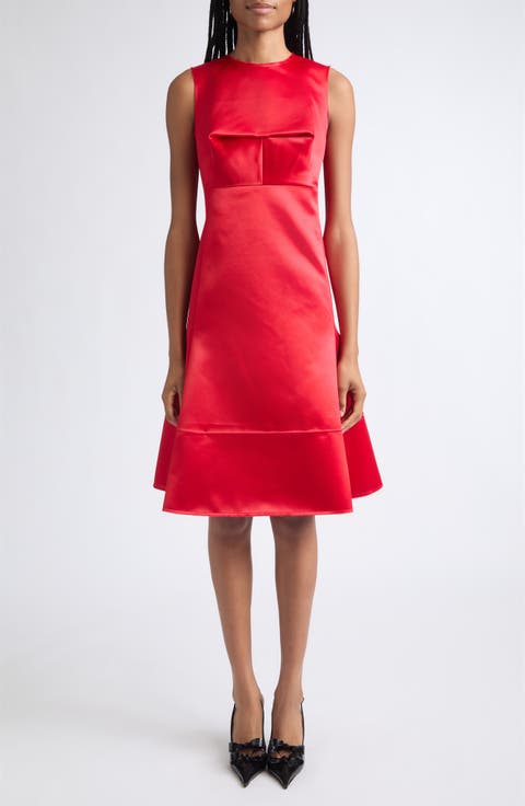 Domaya Technical Satin Midi Dress