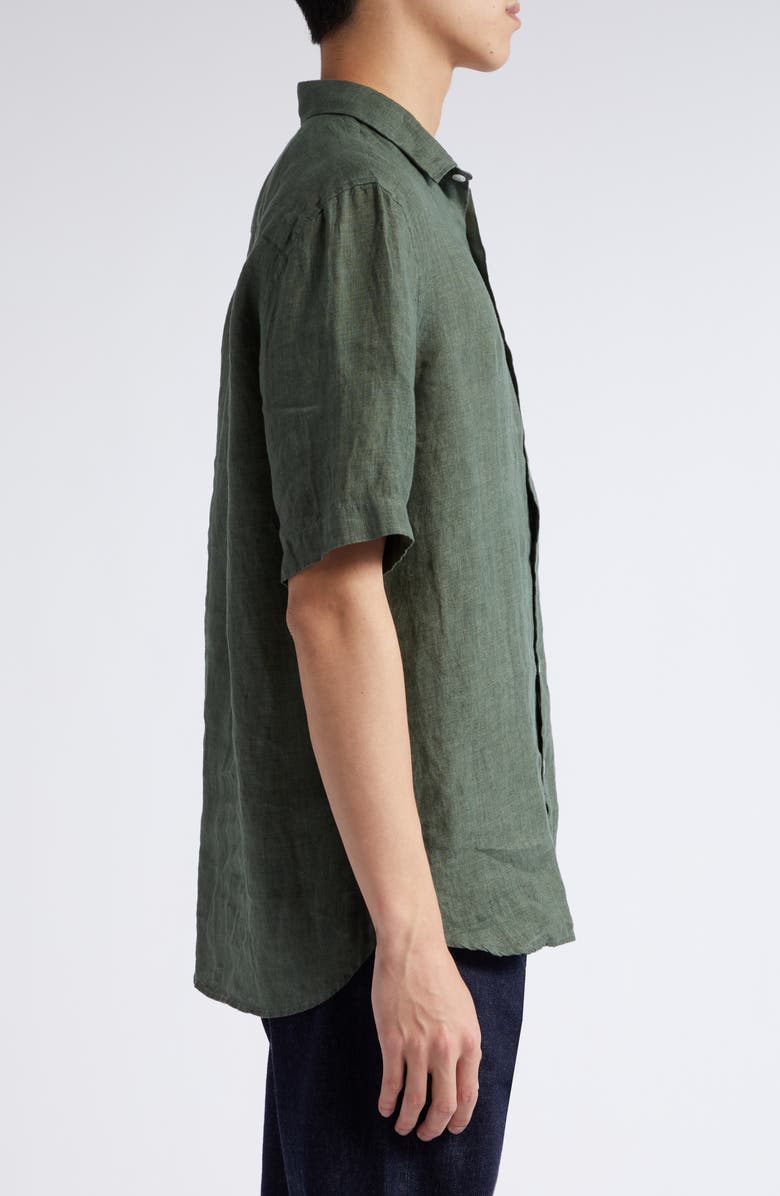 Sunspel Short Sleeve Linen Button-Up Shirt, Alternate, color,