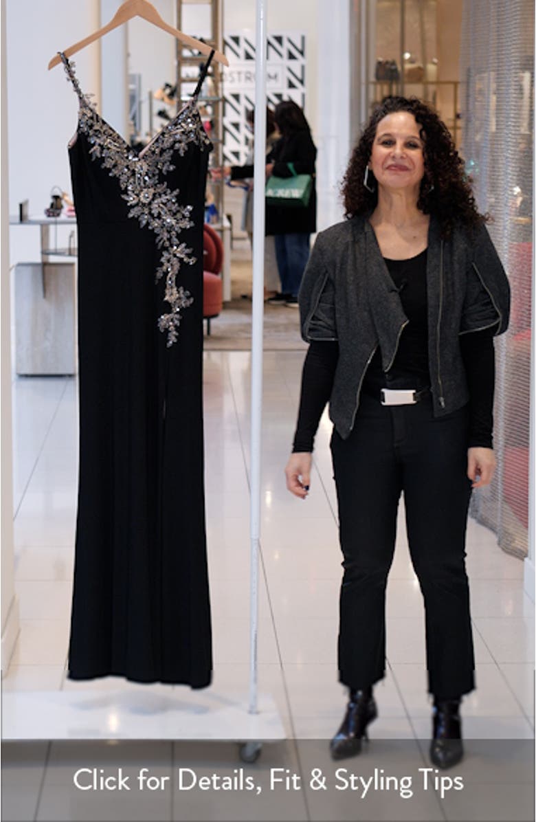 Crystal Floral Detail Sheath Gown, sales video thumbnail