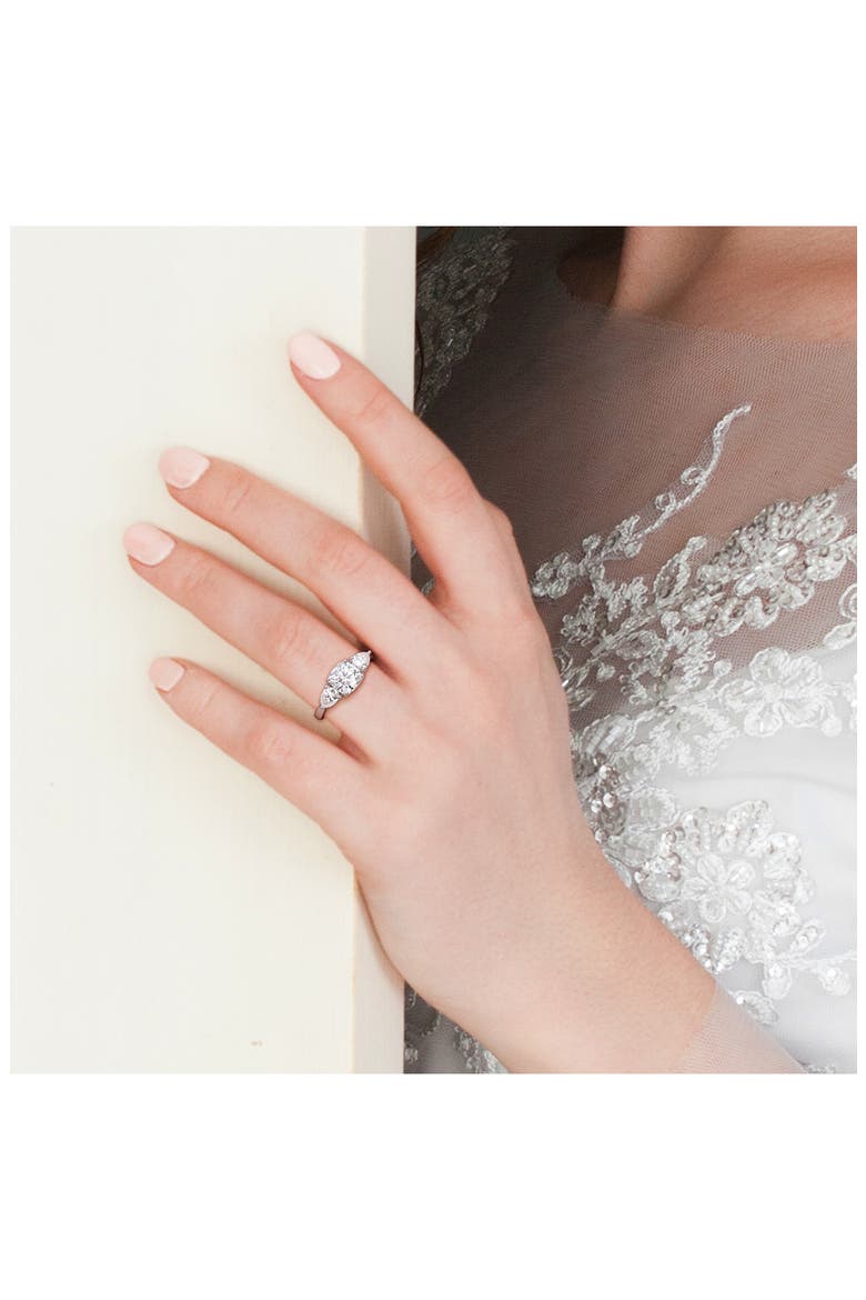 Cushion Cut & Pear Cut Moissanite Ring, Alternate, color, WHITE