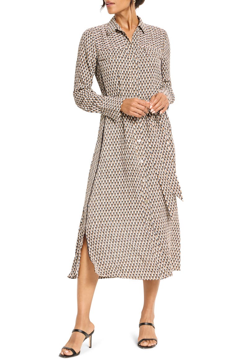 Juni Long Sleeve Midi Shirtdress, Main, color, NEUTRAL MULTI