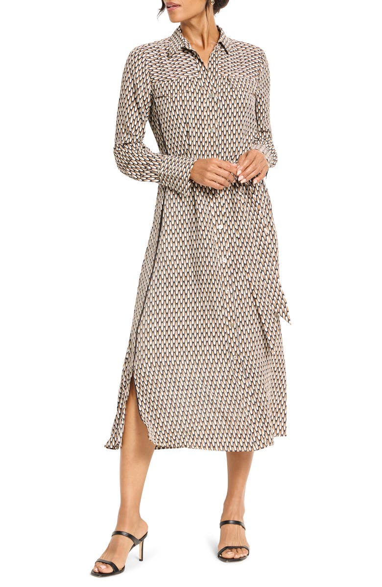 NIC+ZOE Juni Long Sleeve Midi Shirtdress, Main, color, Neutral Multi