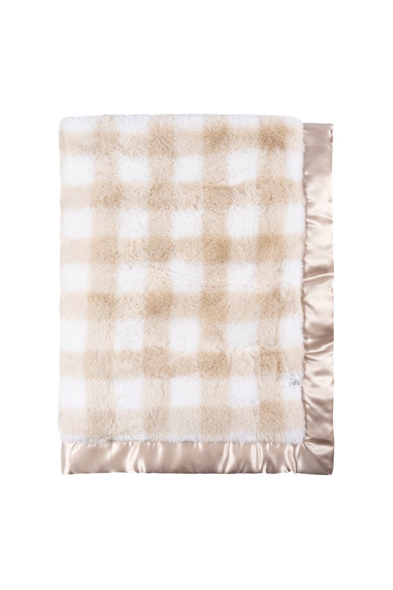 Plaid Plush Blanket with Satin Trim, Alternate, color, Tan Plaid